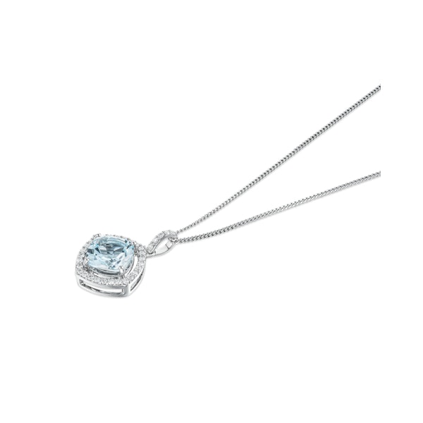5.40ct Blue Topaz and Lab Diamond Halo Asteria Necklace in 925 Sterling Silver - Image 3