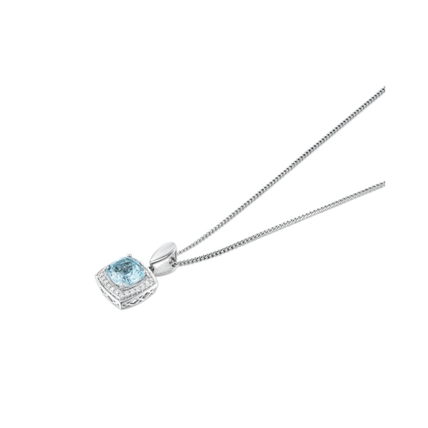 2ct Blue Topaz and Lab Diamond Halo Square Necklace Asteria 925 Sterling Silver - Image 3