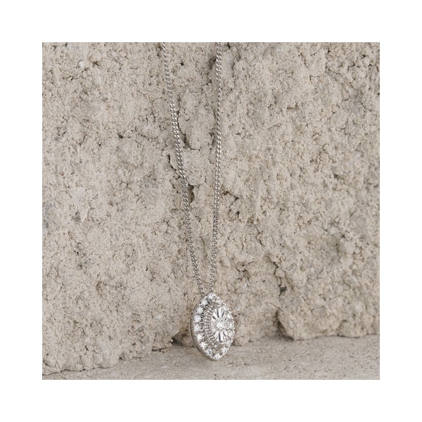 Masami Diamond Marquise Halo Necklace 0.10ct Pave Set in 9K White Gold - Image 4