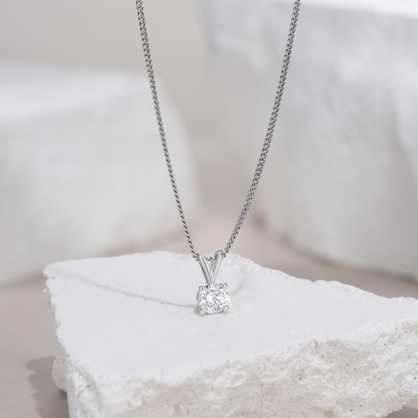 Chloe 0.25ct Lab Diamond Solitaire Necklace Pendant in 9K White Gold H/Si - Image 4
