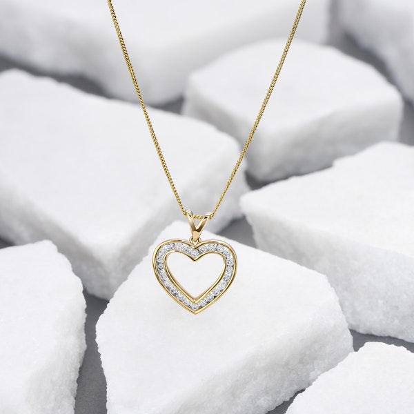0.50ct Lab Diamond Heart Pendant Necklace H/SI Quality in 9K Yellow Gold - Image 4