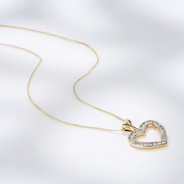 0.50ct Lab Diamond Heart Pendant Necklace H/SI Quality in 9K Yellow Gold - Image 5
