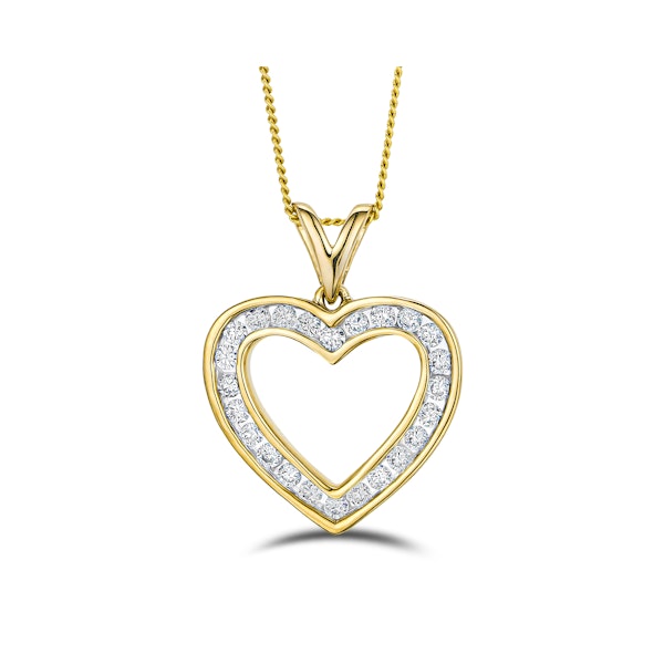 0.50ct Lab Diamond Heart Pendant Necklace H/SI Quality in 9K Yellow Gold - Image 1