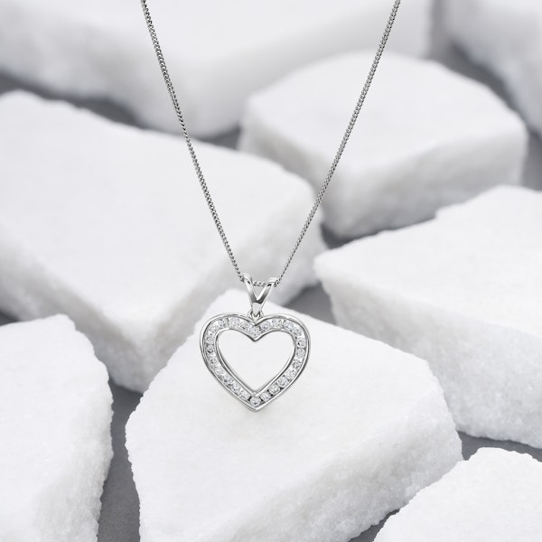 0.50ct Lab Diamond Heart Pendant Necklace H/SI Quality in 9K White Gold - Image 4