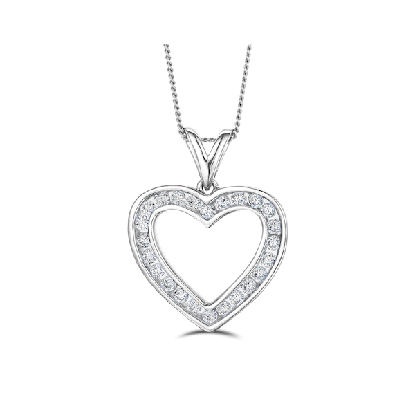 0.50ct Lab Diamond Heart Pendant Necklace H/SI Quality in 9K White Gold - Image 1