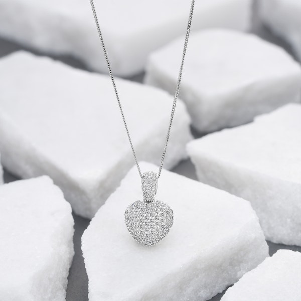 1.00ct Lab Diamond Heart Pendant Necklace H/SI Quality in 9K White Gold - Image 4