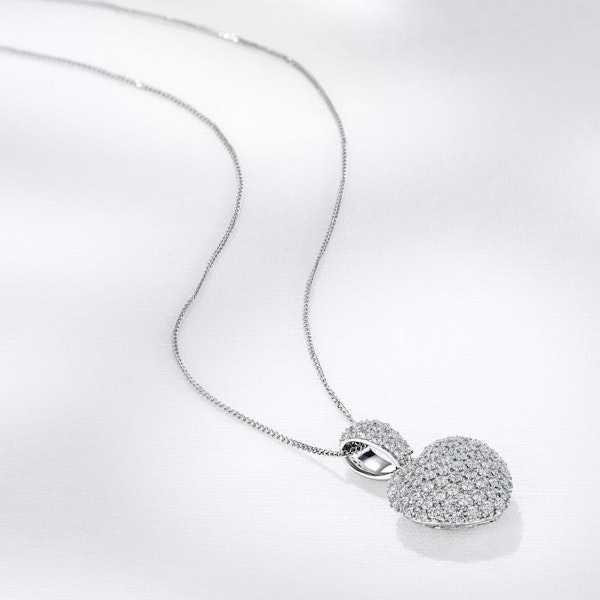 1.00ct Lab Diamond Heart Pendant Necklace H/SI Quality in 9K White Gold - Image 6