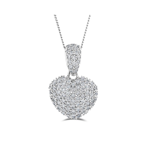 1.00ct Lab Diamond Heart Pendant Necklace H/SI Quality in 9K White Gold - Image 1