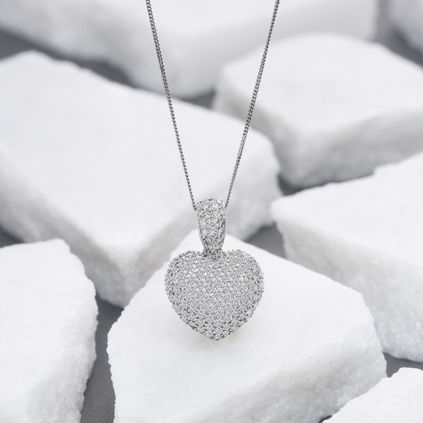 2.00ct Lab Diamond Heart Pendant Necklace H/SI Quality in 9K White Gold - Image 4
