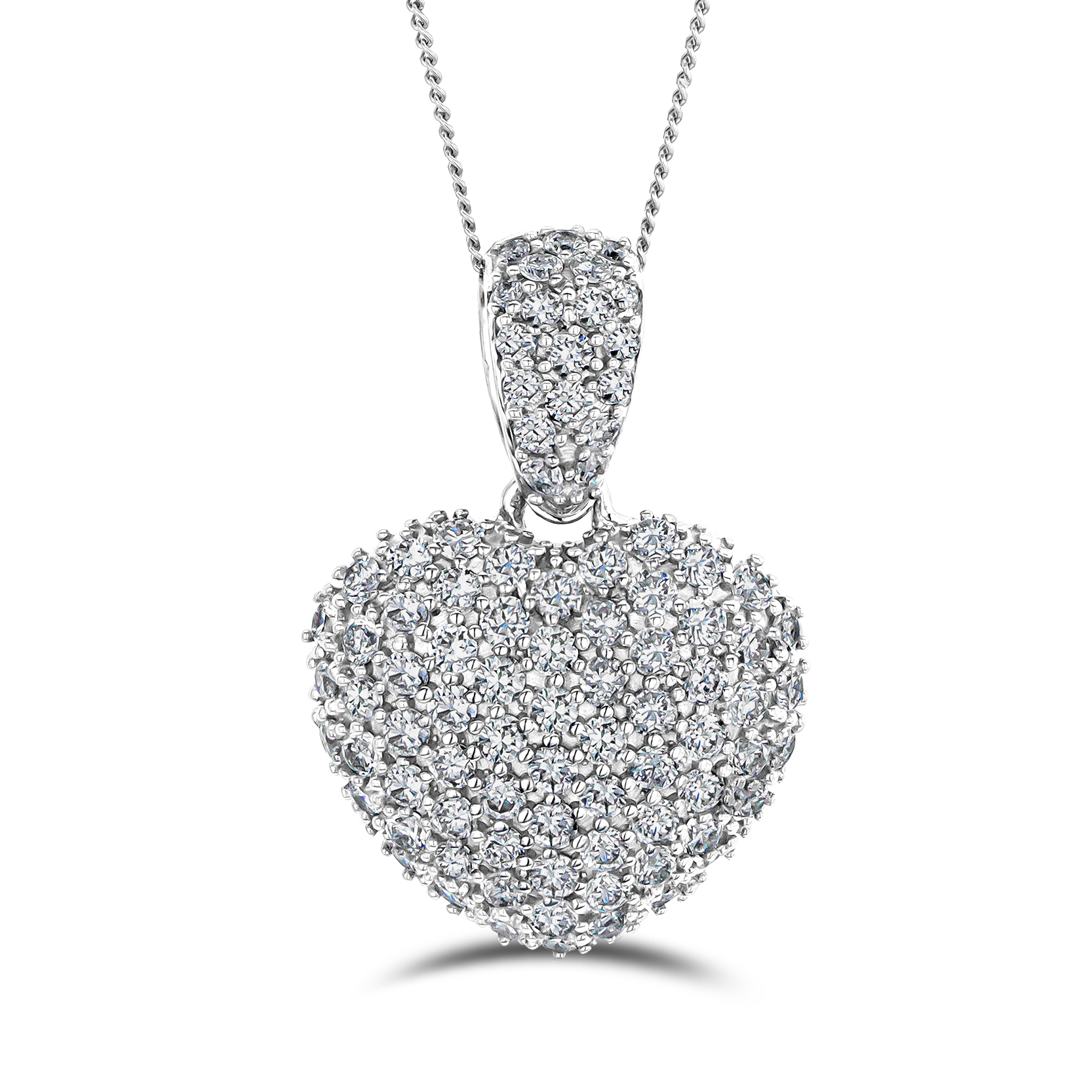 2.00ct Lab Diamond Heart Pendant Necklace H SI Quality in 9K White Gold