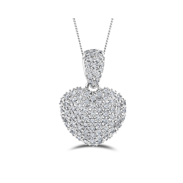 2.00ct Lab Diamond Heart Pendant Necklace H/SI Quality in 9K White Gold - Image 1