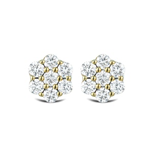 0.50ct Lab Diamond Cluster Earrings in 9K Yellow gold and H/SI Quality