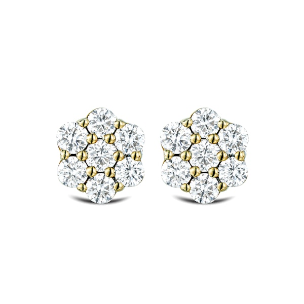 0.50ct Lab Diamond Cluster Earrings in 9K Yellow gold and H/SI Quality - Image 1