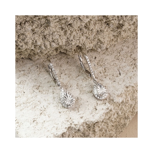 Masami Lab Diamond Pear Halo Earrings 0.20ct Pave Set in 925 Sterling Silver - Image 5