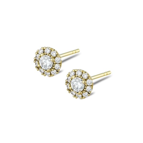 0.50ct Halo Lab Diamond Earrings Set in 9K Yellow Gold and H/SI Quality - Image 2