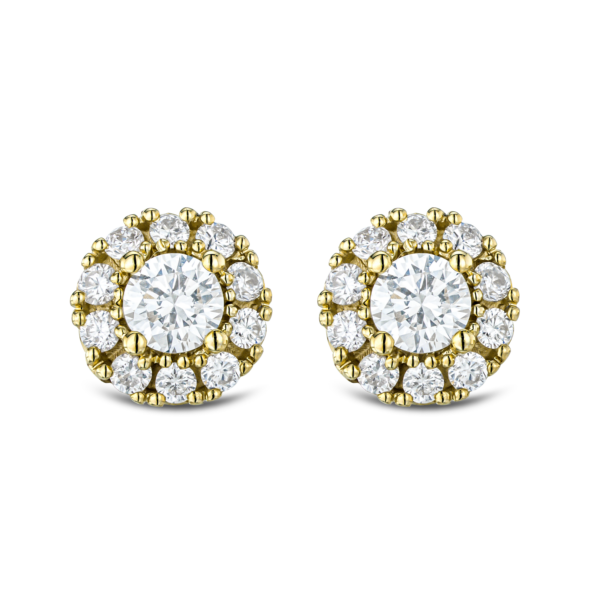 0.50ct Halo Lab Diamond Earrings Set in 9K Yellow Gold and H SI Quality