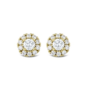 0.50ct Halo Lab Diamond Earrings Set in 9K Yellow Gold and H/SI Quality