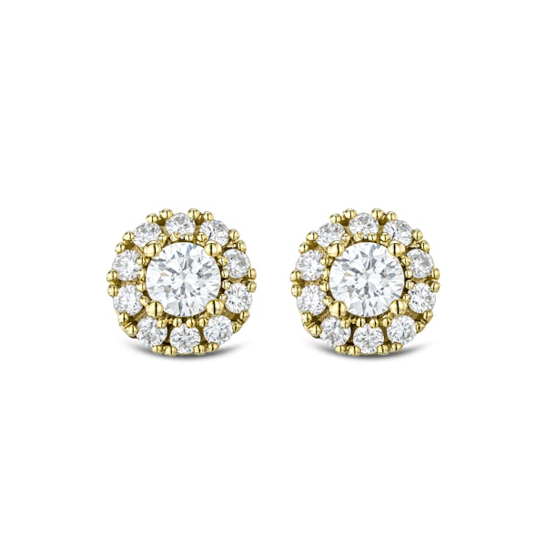 0.50ct Halo Lab Diamond Earrings Set in 9K Yellow Gold and H/SI Quality - Image 1