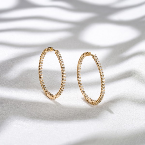 1.00ct Lab Diamond Hoop Earrings in 9K Yellow Gold G/VS - Image 7