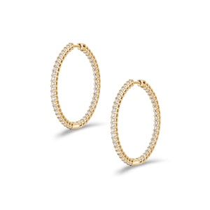 1.00ct Lab Diamond Hoop Earrings in 9K Yellow Gold F/VS