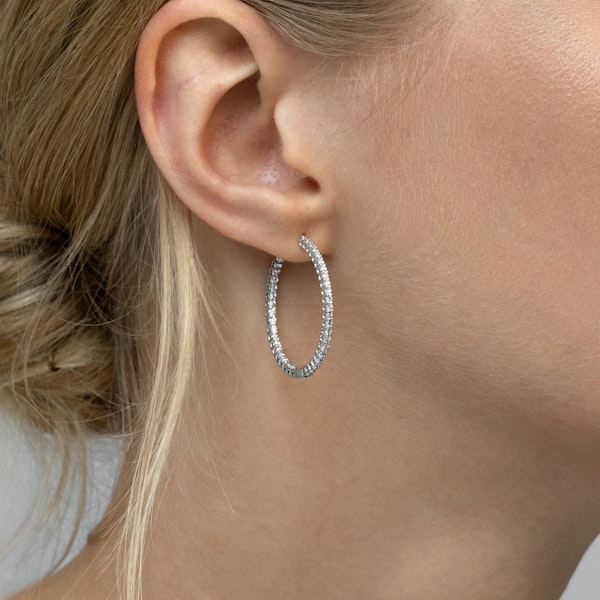 2.00ct Lab Diamond Hoop Earrings in 9K White Gold G/VS - Image 2