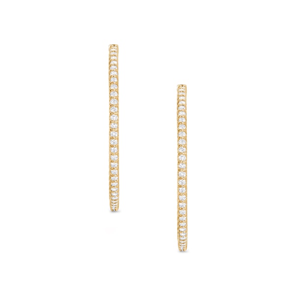 2.00ct Lab Diamond Hoop Earrings in 9K Yellow Gold G/VS - Image 3
