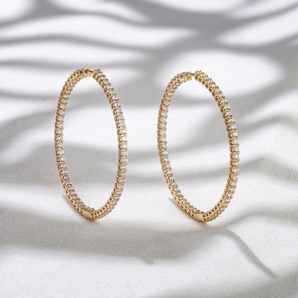 2.00ct Lab Diamond Hoop Earrings in 9K Yellow Gold G/VS - Image 7