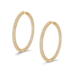 4.00ct Lab Diamond Hoop Earrings in 9K Yellow Gold F/VS