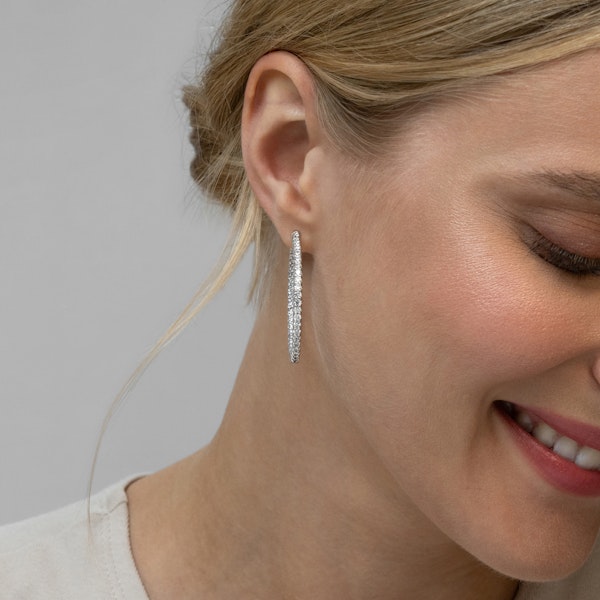4.00ct Lab Diamond Hoop Earrings in 9K White Gold G/VS - Image 2