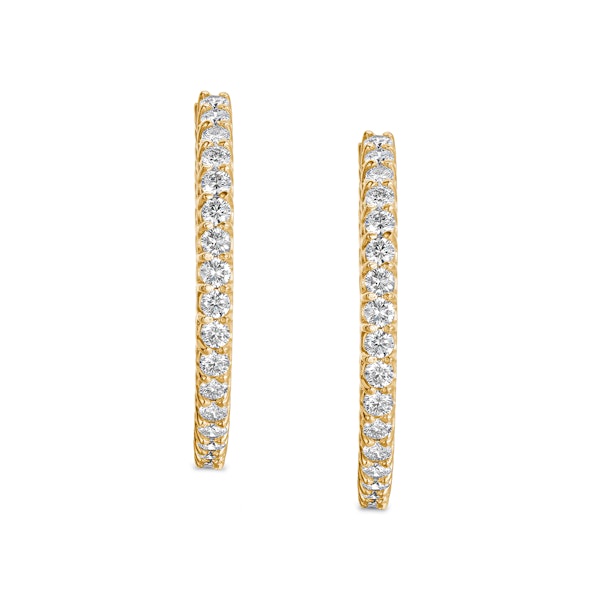 7.00ct Lab Diamond Hoop Earrings in 9K Yellow Gold G/VS - Image 3