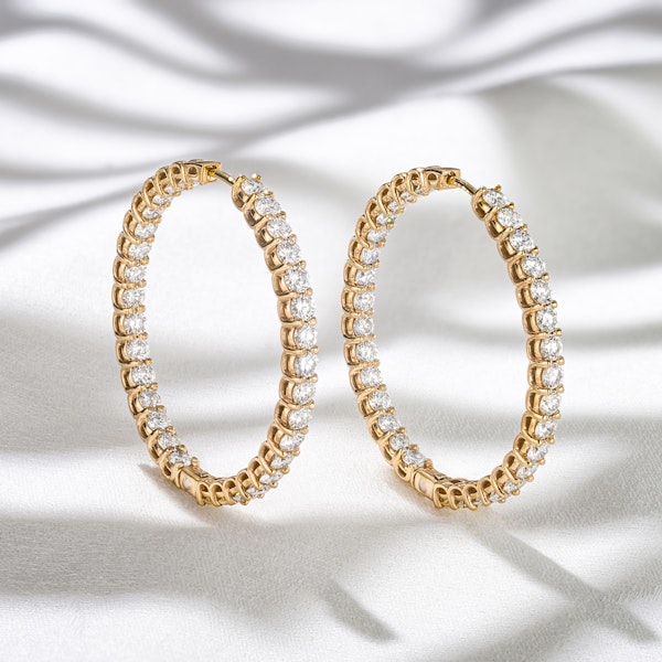 7.00ct Lab Diamond Hoop Earrings in 9K Yellow Gold G/VS - Image 7