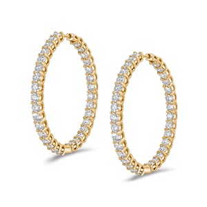 7.00ct Lab Diamond Hoop Earrings in 9K Yellow Gold F/VS