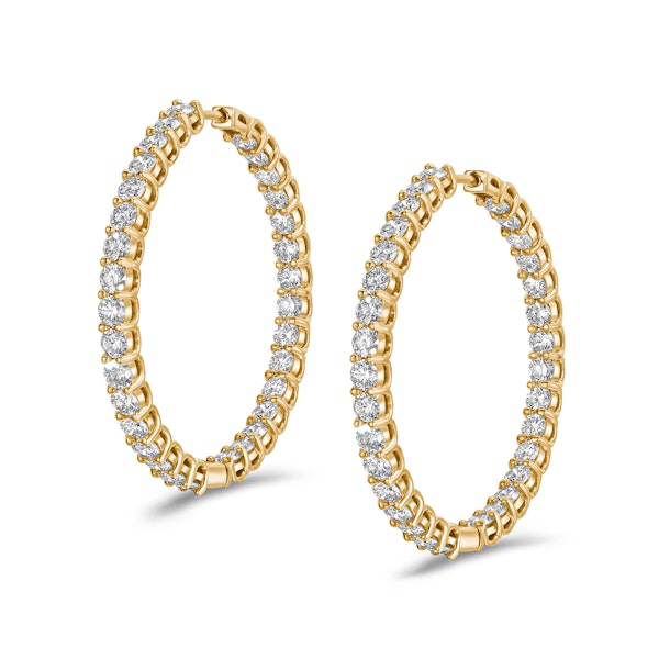 7.00ct Lab Diamond Hoop Earrings in 9K Yellow Gold F/VS - Image 1