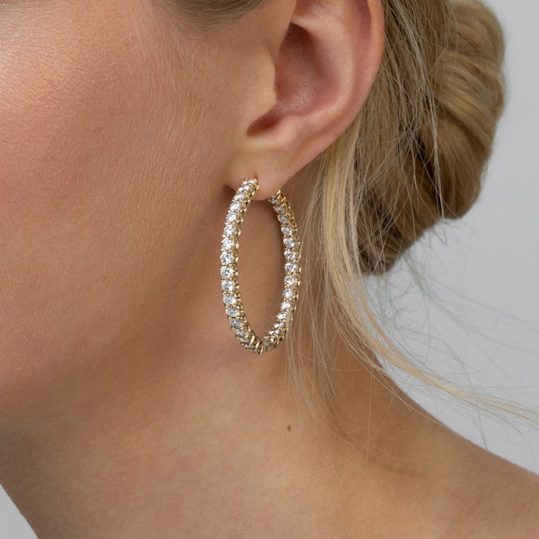 7.00ct Lab Diamond Hoop Earrings in 9K Yellow Gold F/VS - Image 2