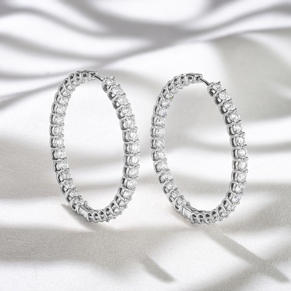 7.00ct Lab Diamond Hoop Earrings in 9K White Gold G/VS - Image 7