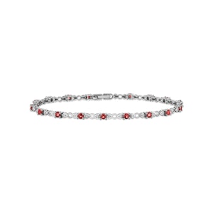 Ruby and Lab Diamond Tennis Bracelet Claw Set in 925 Silver
