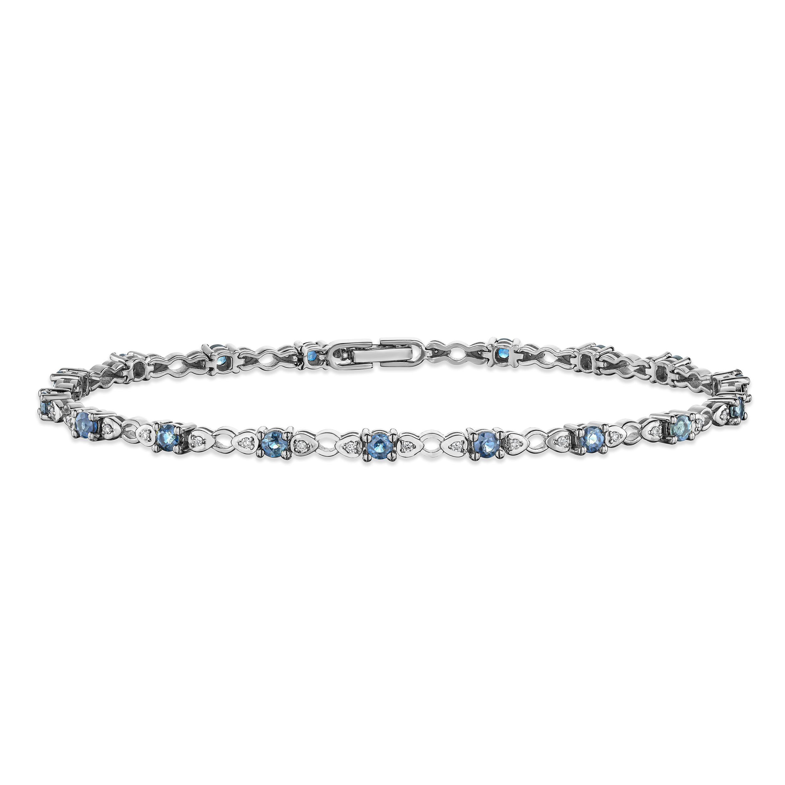 925 Sterling Silver Lab Diamond and Tanzanite Claw Set Link Bracelet