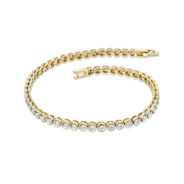1ct Lab Diamond Tennis Bracelet Rub Over Style in 9K Yellow Gold - Image 3