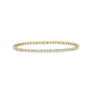 1ct Lab Diamond Tennis Bracelet Rub Over Style in 9K Yellow Gold