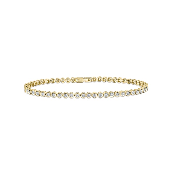 1ct Lab Diamond Tennis Bracelet Rub Over Style in 9K Yellow Gold - Image 1