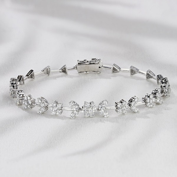 2.20ct Lab Diamond Flower Evening Bracelet in 9K White Gold F/VS - Image 4