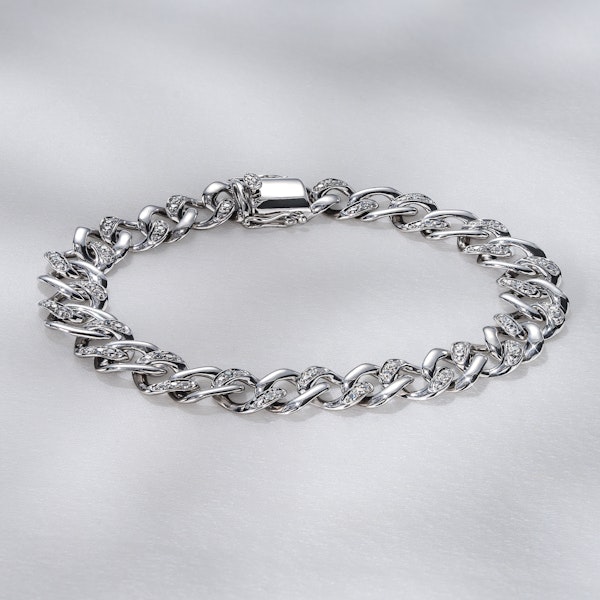 0.50ct Mens Lab Diamond Cuban Link Bracelet in 925 Sterling Silver - Image 7