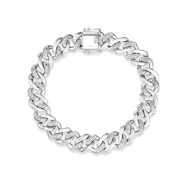 0.50ct Mens Lab Diamond Cuban Link Bracelet in 925 Sterling Silver - Image 1