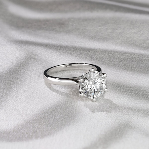Low Set Chloe 3.00ct Lab Diamond Round Cut Engagement Ring in 18K White Gold G/VS1 - Image 6