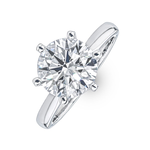 Low Set Chloe 3.00ct Lab Diamond Round Cut Engagement Ring in 18K White Gold G/VS1 - Image 1