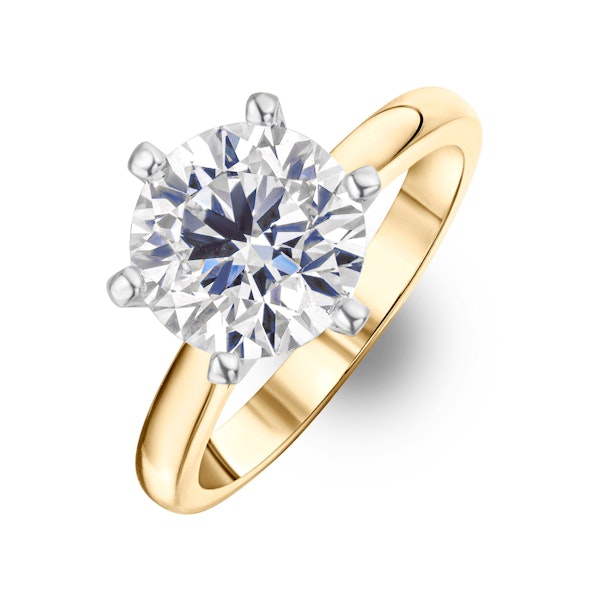 Low Set Chloe 3.00ct Lab Diamond Round Cut Engagement Ring in 18K Yellow Gold G/VS1 - Image 1