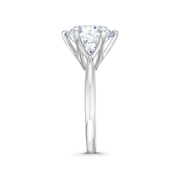 Low Set Chloe 5.00ct Lab Diamond Round Cut Engagement Ring in Platinum G/VS1 - Image 5