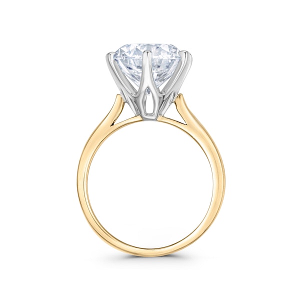Low Set Chloe 5.00ct Lab Diamond Round Cut Engagement Ring in 18K Yellow Gold G/VS1 - Image 3