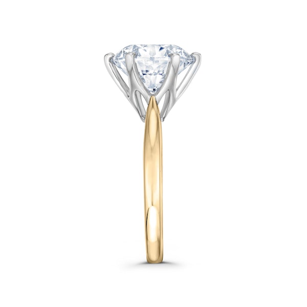 Low Set Chloe 5.00ct Lab Diamond Round Cut Engagement Ring in 18K Yellow Gold G/VS1 - Image 5