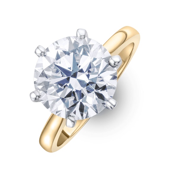 Low Set Chloe 5.00ct Lab Diamond Round Cut Engagement Ring in 18K Yellow Gold G/VS1 - Image 1